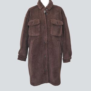 GAP Women's Oversized Sherpa Teddy Shirt Jacket Size MP